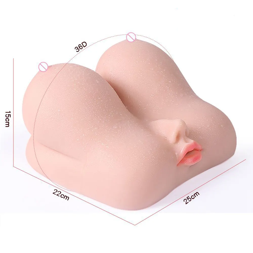 Yumuşak TPE erkek mastürbasyon gerçekçi Pussy ve ağız çift delikli büyük göğüsler seks oyuncakları erkek Masturbator