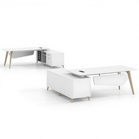 Bureau moderne en forme de L, table d'ordinateur de luxe, bureau de direction, bureau de PDG, bureau exécutif, ensemble de bureaux et de chaises en bois, personnalisation de meubles