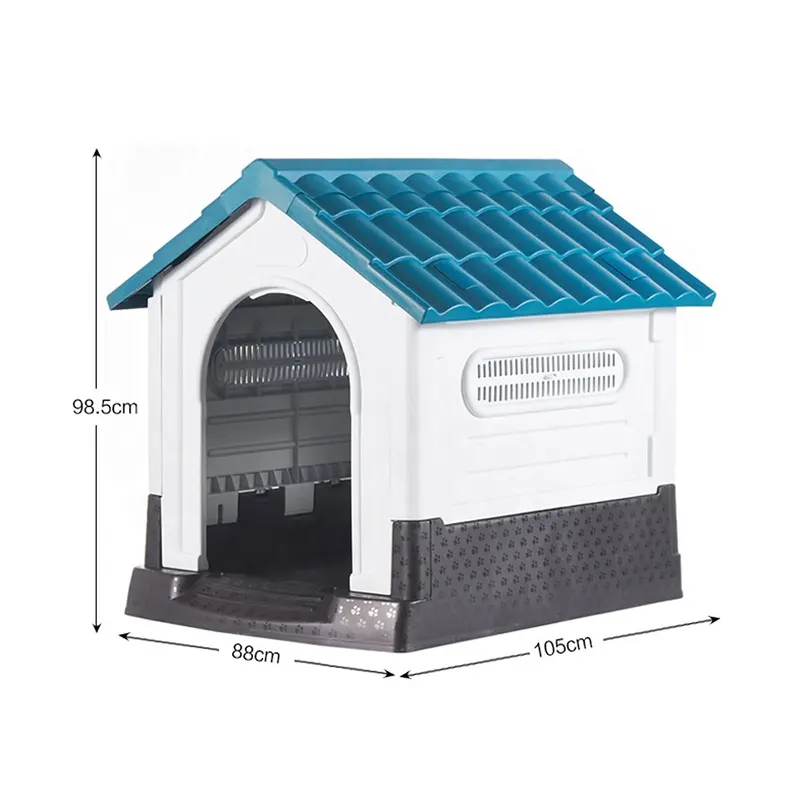 Büyük köpek kulübesi çatı ile açık plastik çıkarılabilir Pet köpekler evi büyük evcil hayvan ev dış yağmur geçirmez