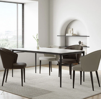 Nouvelle Chaise de Salle à Manger 2026 en Cuir Rembourré avec Dossier, en Fer Massif, Style Mid-Century Moderne, Durable et Imperméable, pour Hôtels et Appartements