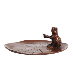 Porta incienso de cobre púrpura con forma de hoja de loto, hecho a mano, decoración religiosa para uso doméstico. - Product Image 5