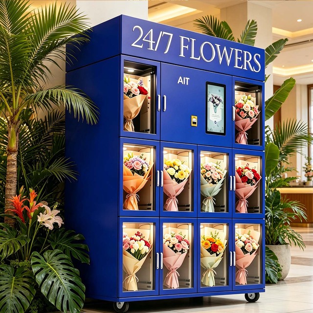 AIT 24-hour Self-service Flower Shop Flower Vending Machine, Fresh Flowers Bouquets Refrigerator Rose Vending Machine