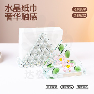 Crystal Napkin <b>Box</b> With <b>Flower</b> Design Handmade Home Decor Desktop Ornament Multicolor Modern Simple Style - Product Image 5