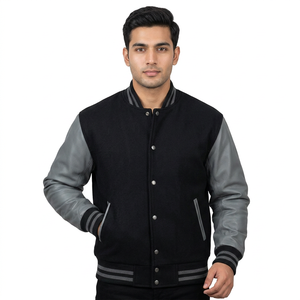 Custom Logo <b>Mens</b> High Quality Varisty Jacket Leather Sleeves Fashionable Baseball Letter Man Varsity Jacket - Product Image 1