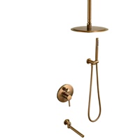 Ensemble de douche encastré mural en laiton GEASAM, or rose brossé, cartouche en céramique, modèle WX9, pour la distribution