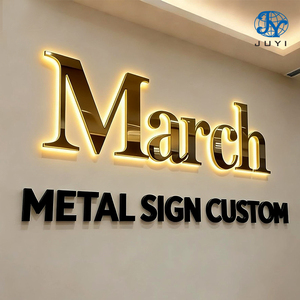 Letrero Retroiluminado de Acrílico y Metal de Acero Inoxidable Personalizado con Logotipo de JUYI, Letrero Electrónico LED para Comercios, Tiendas, Spas, Letrero 3D - Product Image 1