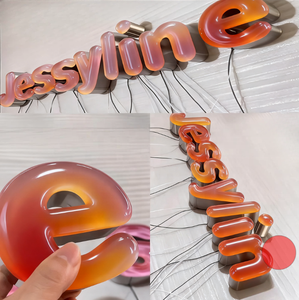 Personalizado 3D Crystal Jelly Acryliy LED letras iluminadas decoración de pared para boutiques, lugares de fiesta, estudios de arte y escaparates - Product Image 5