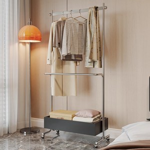 Perchero de acero inoxidable portátil, rectangular, para dormitorio, organizador de almacenamiento de ropa para uso doméstico. - Product Image 3