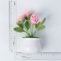 Fini tissé à la main rose en pot décoration de la maison tricoté fleur laine crochet tournesol bouquet cadeau fleur artificielle