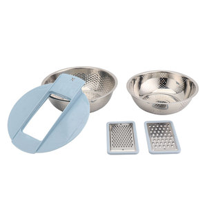 Râpe à râper multifonctionnelle en métal 4 en <span class=keywords><strong>1</strong></span> Panier à râper <span class=keywords><strong>1</strong></span> <span class=keywords><strong>passoire</strong></span> avec bol mélangeur Ensemble de râpes à fruits et légumes - Product Image 2