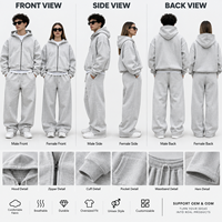 Ensemble de survêtement pour homme avec sweat à capuche zippé oversize et pantalon de survêtement baggy, style streetwear personnalisé, fabricant OEM ODM