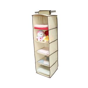 Household Items 5 Tiers <b>Collapsible</b> Cloth Hanging Shelf for Closet <b>Storage</b> Organizer - Product Image 2