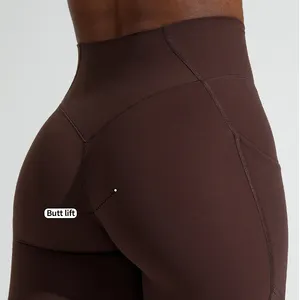 Pantalones de gimnasio con logotipo personalizado Ropa deportiva para fitness Mallas de gimnasio Cintura alta Levantamiento de glúteos Mallas de yoga para mujer