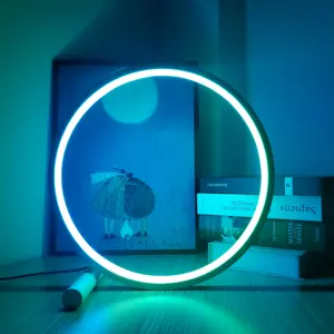 Nodic מעגל אור Usb צבע שינוי שינה בר דקור Led Rgb מינימליסטי שולחן מנורת לילה אור ירח