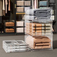 Panier de rangement pliable pour vêtements de garde-robe, empilable, en plastique, modulaire, extensible, design moderne, grande capacité, type tiroir