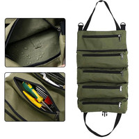 Sac de rangement pour outils portable, à enrouler, avec compartiments zippés, organiseur de clés, sac de transport pour outils, pour l'entretien du garage