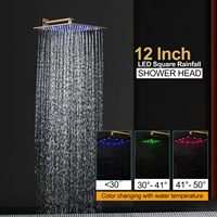 Ensemble de douche mural design moderne avec pommeau de douche carré effet pluie en laiton brossé à poignée unique pour salles de bain d'hôtel