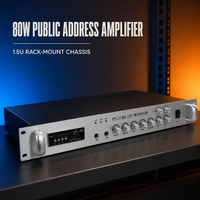 Amplificateur de sonorisation 1.5U 80W avec lecteur MP3 USB SD et écran LED, sortie 110V 70V 4-16 Ohm, contrôle des aigus et des basses