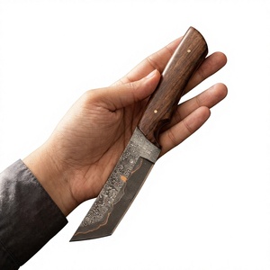 Couteau à lame fixe en acier Damas forgé à la main avec manche en cuivre, personnalisable, pour la chasse, le camping et la survie - Product Image 3