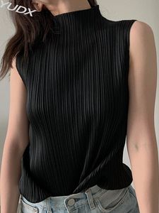 Gilet da donna Miyake plissettato casual elegante alla moda a tinta unita con collo alto <span class=keywords><strong>senza</strong></span> <span class=keywords><strong>maniche</strong></span>, nuovo top traspirante estivo 2026 - Product Image 1