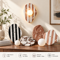 Lampe murale en marbre couleur personnalisée, noir et blanc, avec globe en verre opale, LED, pour salon, chambre à coucher, éclairage de projet décoratif