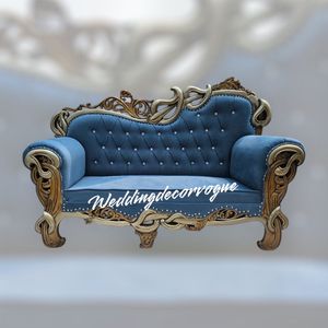 Sofá de asiento de amor de dos plazas de estilo Simple elegante para novia, novio, evento, bodas, recepción, decoraciones, hoteles, centros comerciales, Material de madera - Product Image 1