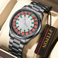 Montre à quartz FTTPON Lucky 7 Roulette Game God of Gamblers, nouvelle montre de luxe étanche en acier inoxydable et cuir pour hommes, Reloj