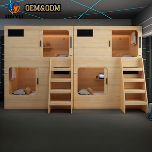Cápsula más vendida Hotel Litera Camas de cápsula Cápsulas para dormir Espacio Puerta corredera de madera Panel Diseño Crear Albergue un espacio privado - Product Image 1