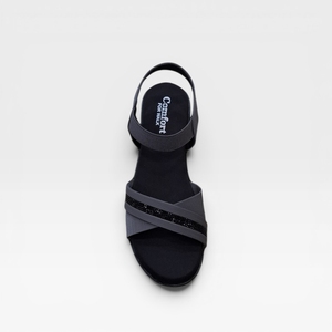 Sandales compensées grises pour femmes, à brides croisées élastiques, confortables, faciles à enfiler, décontractées, antidérapantes, légères, durables, pour l'été - Product Image 2