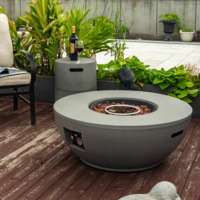 Table de foyer au propane de 36 pouces, ensemble de 2 pièces, 50 000 BTU, support de réservoir rond en acier, revêtement en poudre écologique - Gris