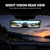 Rétroviseur intelligent pour voiture avec écran tactile de 9,66 pouces, double caméra de recul 1080P, caméra embarquée DVR avec vision nocturne