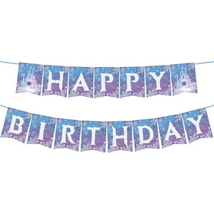 Pancarta <span class=keywords><strong>de</strong></span> Cumpleaños con Diseño <span class=keywords><strong>de</strong></span> Copos <span class=keywords><strong>de</strong></span> Nieve, Decoración para Fiestas <span class=keywords><strong>de</strong></span> Invierno, Navidad y Cumpleaños - Product Image 1