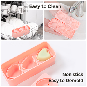SILIKOLOVE Factory 3-Cavity Heart-Shaped Maker LFGB Platinum Non-Stick BPA-Free Silicone Ice <b>Cube</b> Mold - Product Image 3