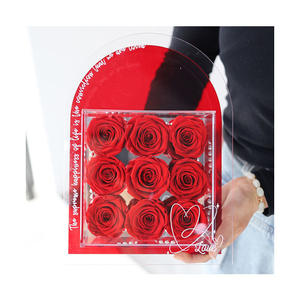 AM-PFE40แอมมี่กุหลาบที่เก็บรักษาไว้9ดอกนิรันดร์ในกล่องของขวัญอะคริลิคตกแต่งบ้านของขวัญคริสต์มาสสำหรับแม่ - Product Image 1