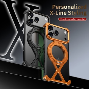 เคสโทรศัพท์แม่เหล็กแบบกำหนดเอง X Type สำหรับ iPhone 17 14 15 16 Pro Max พร้อม 360 °   ขาตั้งโทรศัพท์แบบวงแหวน อลูมิเนียมอัลลอยด์ ไร้กรอบ ป้องกันการกระแทก - Product Image 6