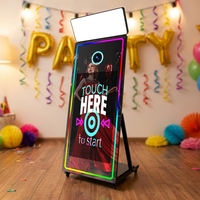 Photomaton miroir magique avec écran de 43 pouces, photomaton grand miroir de 65 pouces avec imprimante et caméra, avec coffret de transport