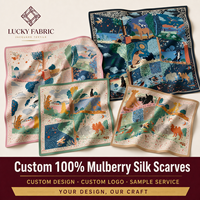 Écharpe de luxe en soie véritable 65x65cm carrée, jacquard, ourlet roulotté à la main, motif botanique, pour femme, service de marquage, cadeaux d'entreprise