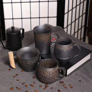 Nouvelles tasses à café en céramique créatives <span class=keywords><strong>pour</strong></span> <span class=keywords><strong>la</strong></span> maison avec motifs dorés, tasses à lait, tasses à petit-déjeuner en poterie rustique vintage - Product Image 3