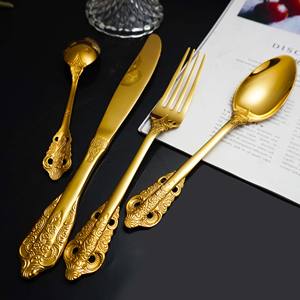 أواني فضية للزفاف من الفولاذ المقاوم للصدأ طقم ملعقة بيستيك فاخر من الفاجيلا النقش بالليزر طقم أدوات مائدة - Product Image 5