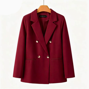 Blazer d'<span class=keywords><strong>hiver</strong></span> respirant pour femme, coupe ajustée, uni, à manches longues, avec boutons, design tissé, col Peter Pan - Product Image 2