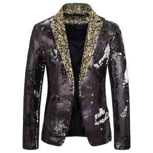 Offre Spéciale Veste de costume coupe ajustée à paillettes pour hommes Performance Discothèque <span class=keywords><strong>DJ</strong></span> Chanteurs Blazers brillants - Product Image 5