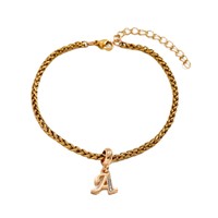 Bracelet à breloques 26 lettres en zircon, style luxe léger, plaqué or 18 carats, bijoux en acier inoxydable haut de gamme pour femme