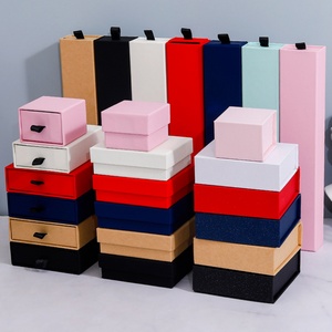 Custom Logo Rectangle Jewelry Clamshell Boxes for Rings Necklaces <b>Earrings</b> Paper Square Drawer Slide Packaging <b>Box</b> - Product Image 1