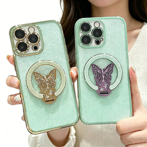 Custodia per telefono antiurto di lusso in TPU con glitter galvanizzato <span class=keywords><strong>e</strong></span> supporto magnetico a farfalla per <span class=keywords><strong>iPhone</strong></span> 15/14/13/12/<span class=keywords><strong>11</strong></span>/16 <span class=keywords><strong>Pro</strong></span> <span class=keywords><strong>Max</strong></span> da ragazza - Product Image 5