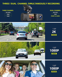 <span class=keywords><strong>Cam</strong></span>éra embarquée double objectif 1,5 pouce avec enregistrement 2,5K+1080P pour l'avant/l'intérieur/le arrière, trois voies, WiFi 5G, contrôle par application, capteur G et vision nocturne - Product Image 5