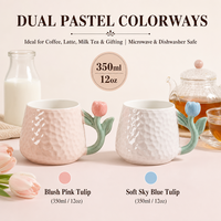 Tasse à café en porcelaine peinte à la main, finition nacrée, avec anse florale, en céramique texturée, 301-400 ml, cadeau pour la maison ou le bureau