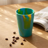 Mug de voyage en silicone écologique réutilisable 9,5 oz 280 ml sans BPA, portable, incassable, compatible lave-vaisselle et micro-ondes, pour le camping, unisexe