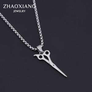 Collar con Colgante de Tijeras de Acero Inoxidable Estilo Barbero Vintage para Hombre, Amuletos Baratos al por Mayor - Product Image 3