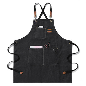 Delantal de Cocina con Tirantes Cruzados y Logotipo <span class=keywords><strong>Personalizado</strong></span>, Uniforme para Chef de Restaurante, Bar o Cafetería, con 3 Bolsillos, de Lona de Algodón - Product Image 5