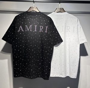 T-shirt da uomo AMI best-seller a maniche corte, alla moda, con stampa all-over e girocollo, in puro cotone, abbigliamento da uomo di marca - Product Image 2